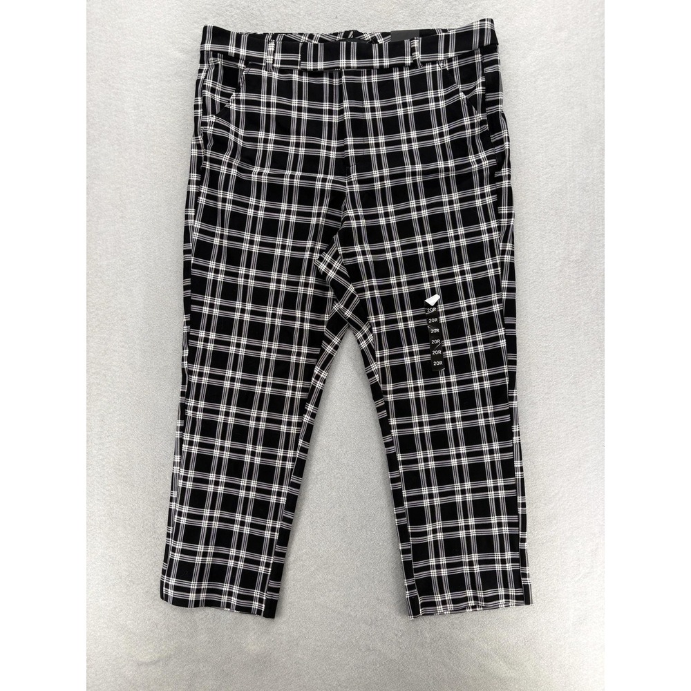 Torrid Studio Ponte Trouser Straight Pants Womens 20 Black Plaid Stretch Career